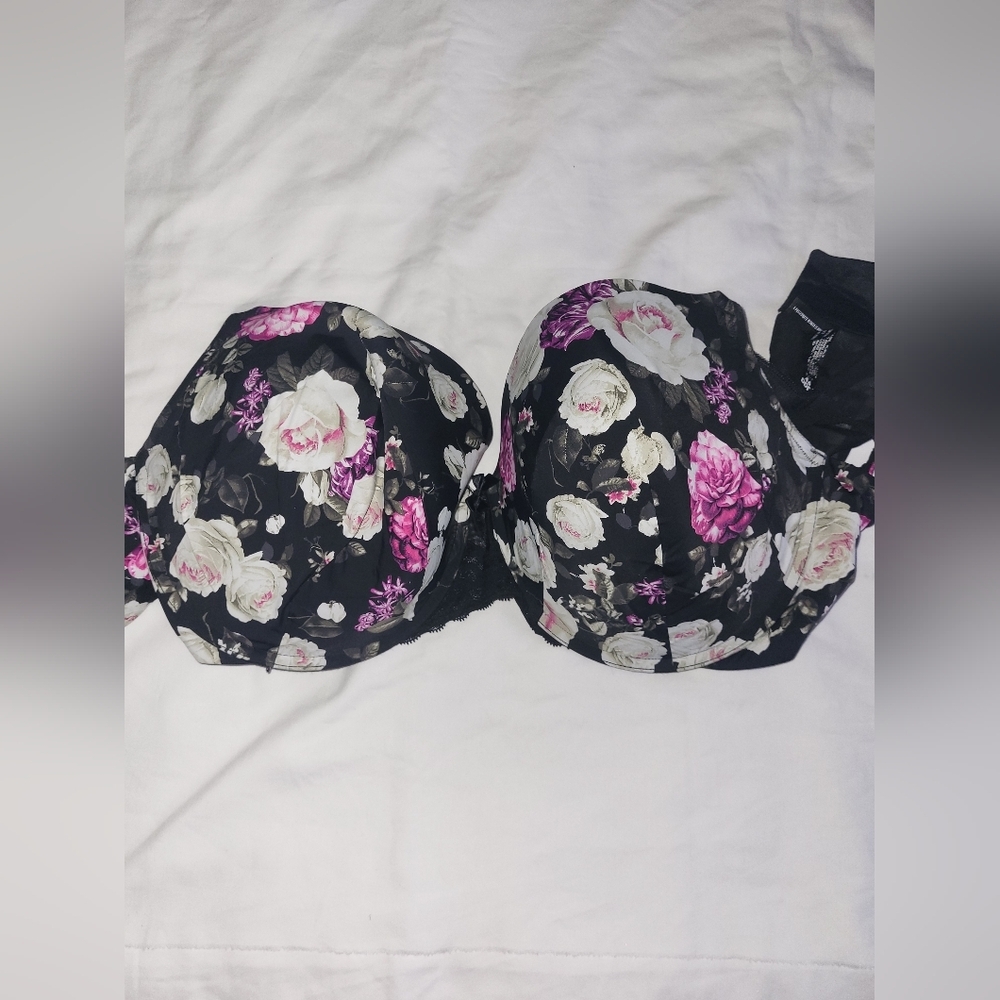 Torrid Black Bra with Pink Floral